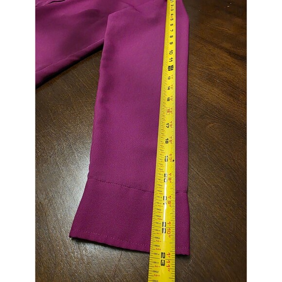Express Portofino Blouse Button Down Long Sleeve Shirt L Slim Fit Career Magenta - Picture 6 of 7
